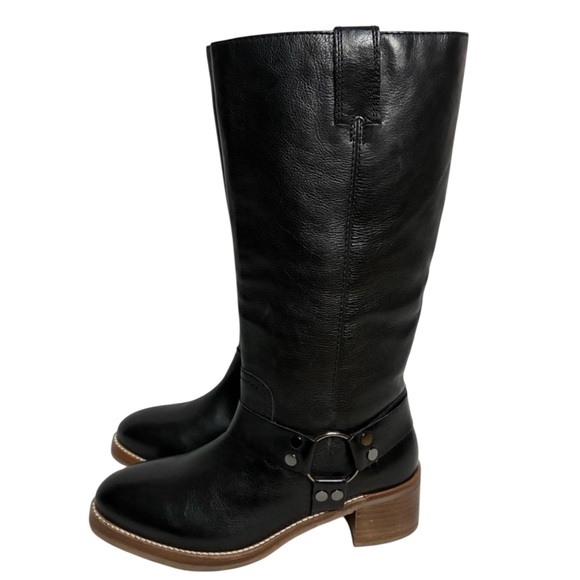 Frye Camryn Tall Shaft Harness Boots Black Leather in Sz 9 - Picture 2 of 12